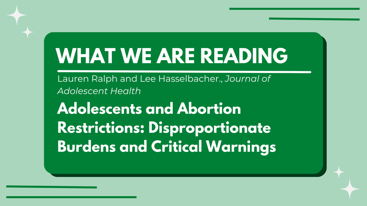 In this month’s Journal of Adolescent Health, YRE members @laurenralphepi of @ANSIRH & Lee Hasselbacher warn of what’s to come for young people as abortion is increasingly restricted. sciencedirect.com/science/articl…