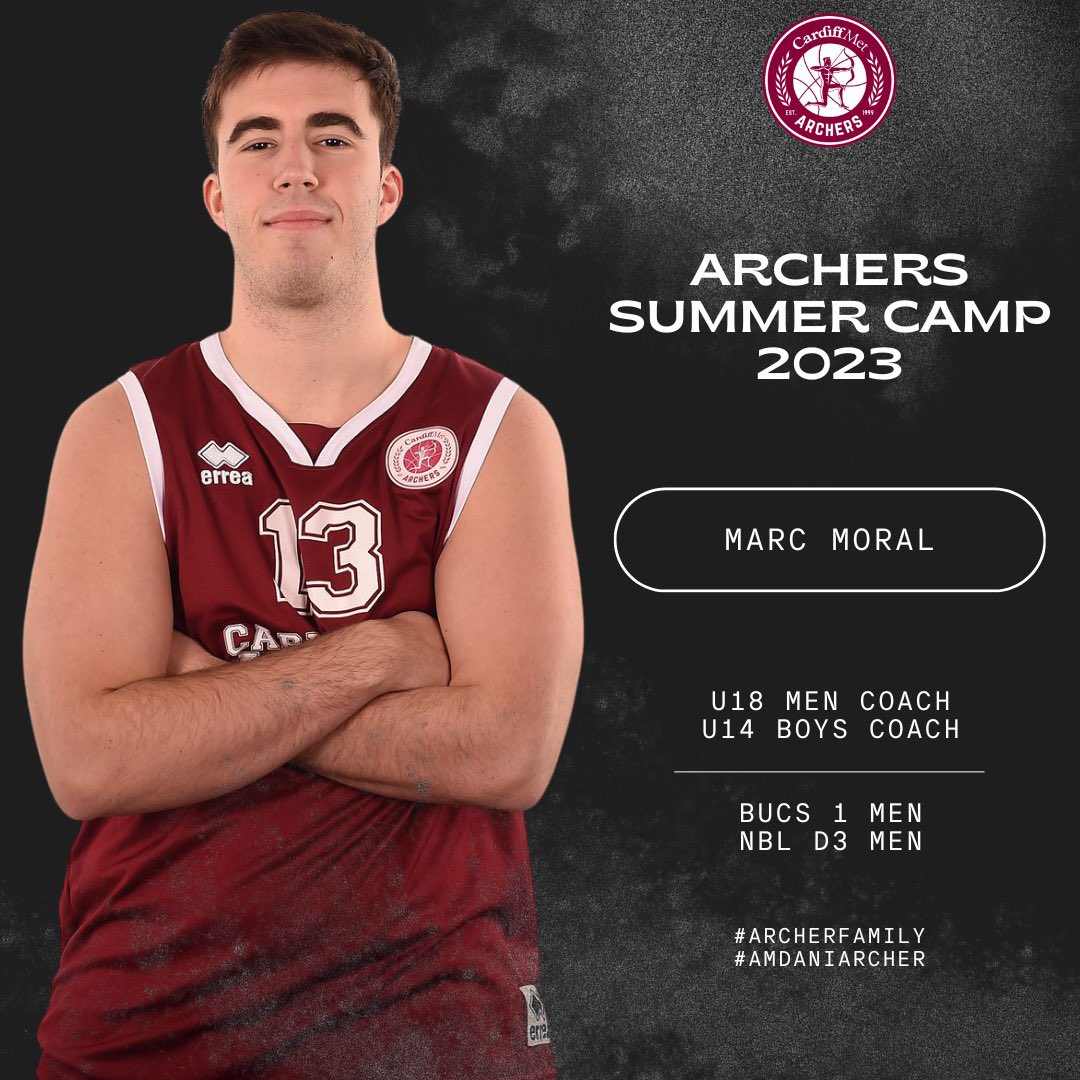 𝗔𝗥𝗖𝗛𝗘𝗥𝗦 𝗦𝗨𝗠𝗠𝗘𝗥 𝗖𝗔𝗠𝗣 𝟮𝟬𝟮𝟯

With just under a month to go we are excited to confirm that Marc Moral will be coaching. Marc can be found across multiple age groups &amp; played a big part in our BUCS 1 Mens team success this season. 

➡️Book via Cardiff Met App
