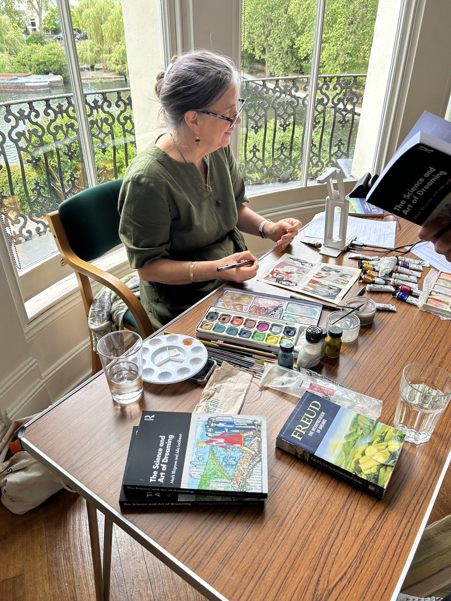 dreamsid's tweet photo. Thanking everyone at @DRI_CCPE Centre for Counselling &amp; Psychotherapy Education who came to this afternoon’s CPD session. And thanking the dreamer for her dream of meeting grandfather &amp; grandmother on private jet back to country of her birth. Photo👇of painting of dream. https://t.co/dkqKAtR8Mb