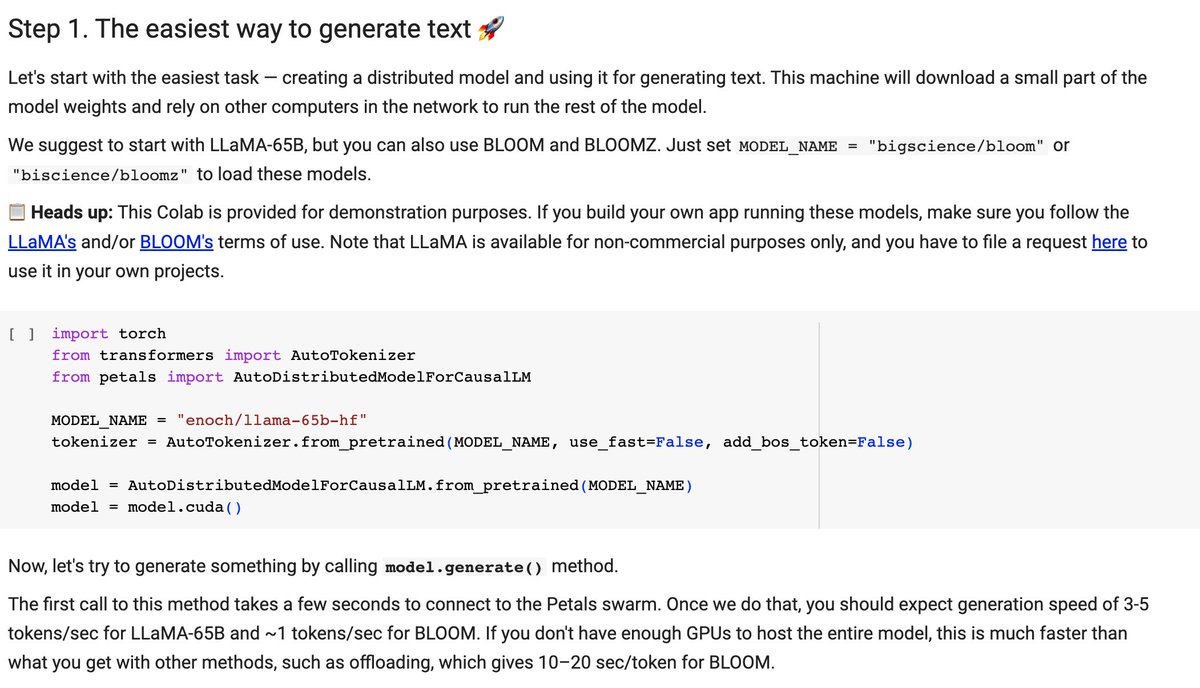 This is insane! 😱

You can now train a 100-billion parameters LLM on Google Colab. 

Explanation and code below ⤵️⤵️⤵️

--- TL;DR ---
Distributed training over the Internet has become operational with the release of the new version of the PETALS distributed training package.
