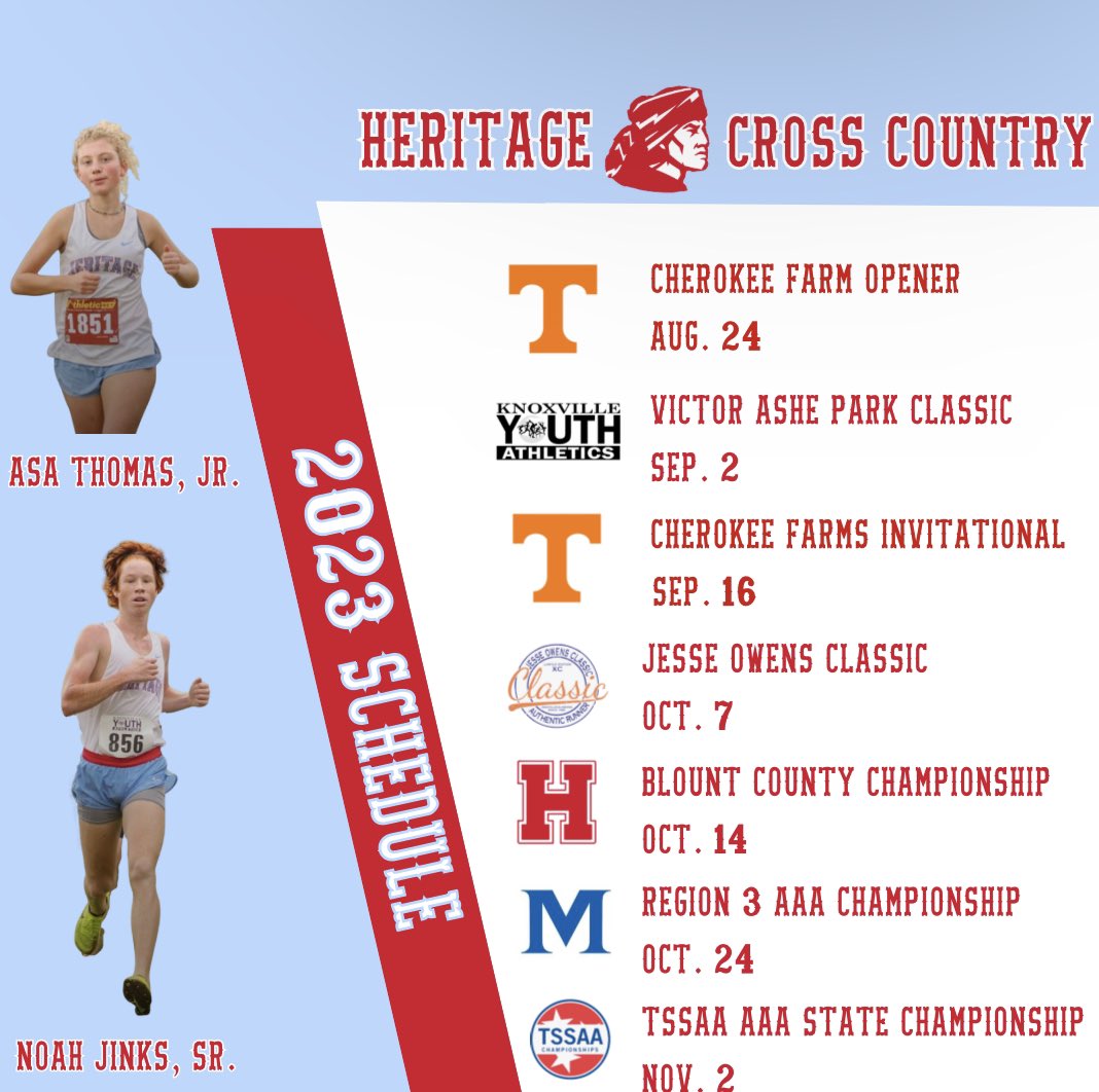 ⛰️2023 XC Schedule⛰️

The Mountaineers are ready to run fast and CLIMB this cross country season. We open our first race at Cherokee Farms for a 2 mile opener on Thursday, August 24th. Looking forward to a great season!!