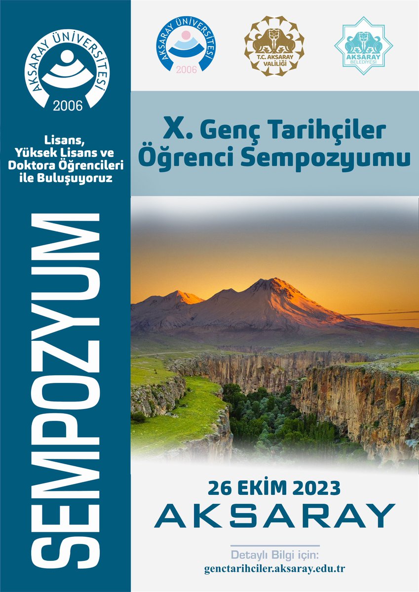 Bekleriz

Sempozyum web sitesi:
genctarihciler.aksaray.edu.tr
Genç Kalemler Dergisinin önceki sayıları için:
tarih.aksaray.edu.tr/genc-kalemler-…

Soru ve önerileriniz için:
e-mail: aksaraygenctarihciler@gmail.com
Telefon: 0382 288 2193-94