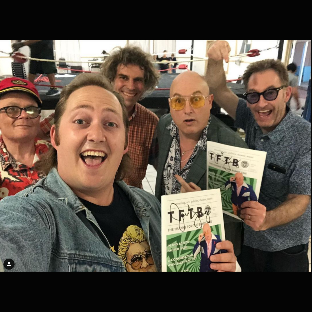 Thanks4TheBumps's tweet image. Check it: that&apos;s Jack Fancy and our zine hanging out with Tom Kenny, the voice of SpongeBob himself! Full details on our insta page, hit the link in bio to get the zine!

#prowrestling #tikiti #jackfancy #TFTB #ThanksForTheBumps #ThanksForTheZine #Zine #WrestlingZine