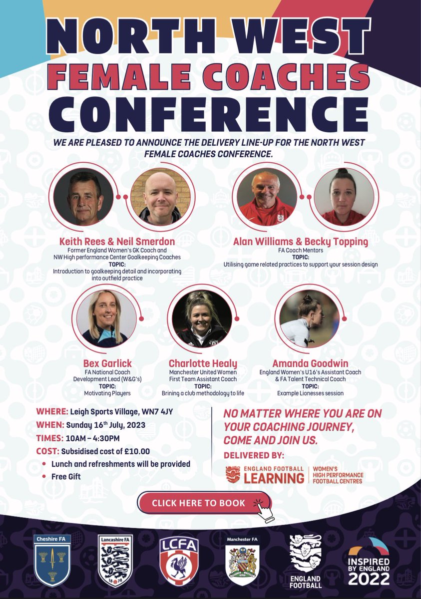 FAWHPFC_NW's tweet photo. One day to go which means one more presenter to announce 🤩

Delighted to have @Vick_Jepson joining us at Leigh Sports Village tomorrow for the NW Female Coaches Conference.

Fantastic line up… all we need now is the sun to be shining 😉 https://t.co/OZW03NlLc9