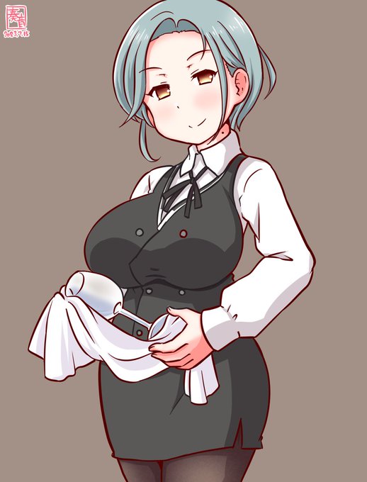 「提督、最上さんから以前に頂いたお酒、あけましょう?
 良いものみたいです」

#艦これ版真剣お絵描き60分一本勝負_20230715
#玉波 