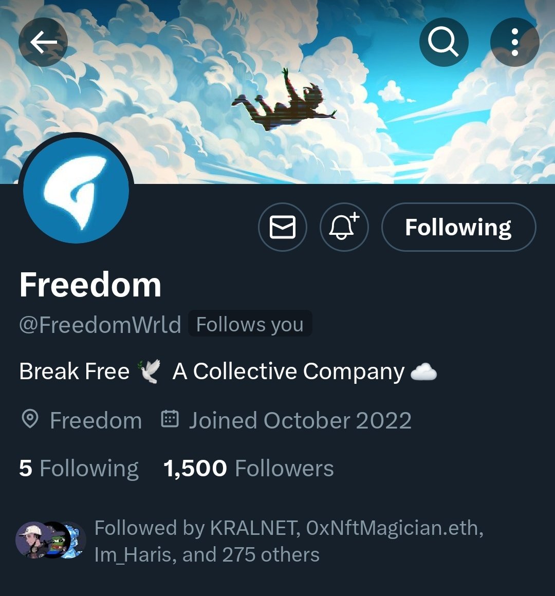 The beginning of Freedom ☁️🕊

1.5k ✅️