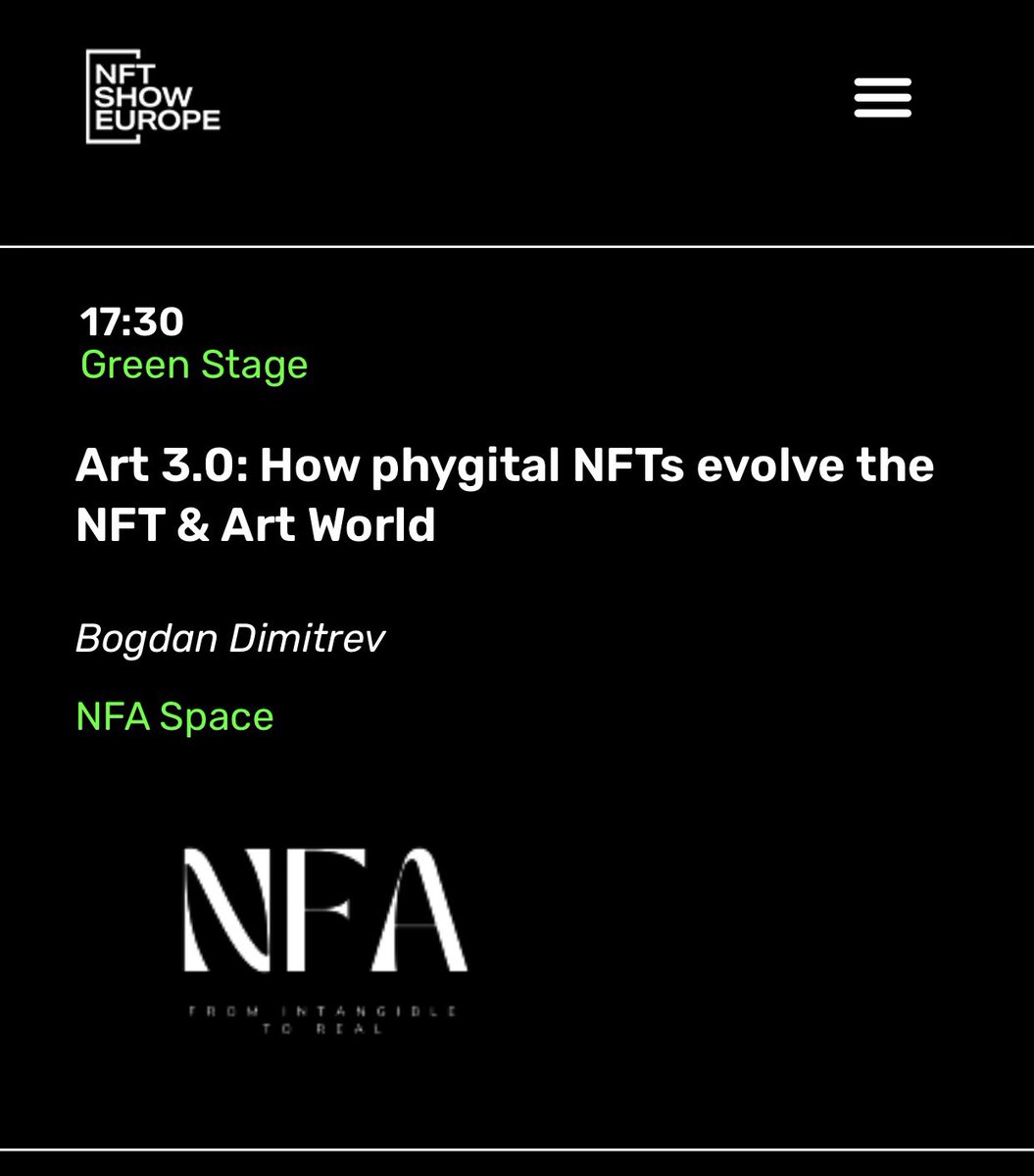 We are pleased to invite our owners, collectors, artists, partners, colleagues and everyone who wants to join our performance at @nftshoweurope

Let's look at the possibilities of NFT together 🙌🏻
