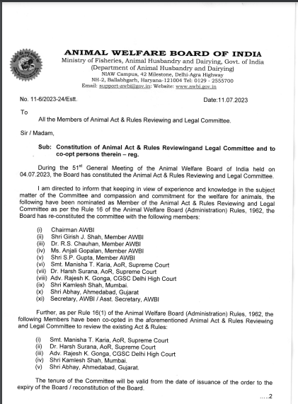 AbhayShah11's tweet photo. 📣 Animal Welfare Board of India, 
Ministry of Animal Husbandry, 
Govt of Indiaकी 
Legal Committeeमें 
Committee Memberके रूप में 
कार्य करने की 
जिम्मेदारी प्राप्त हुई है । https://t.co/eLmDgdUPQT