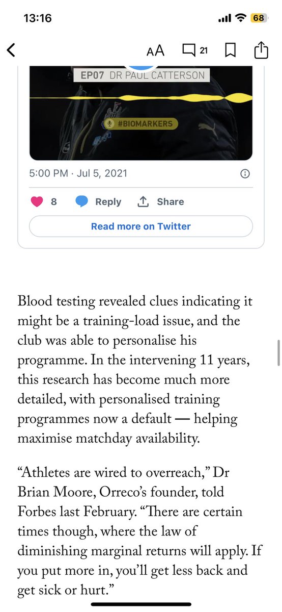 ORRECO1's tweet photo. “Last season nine of @NUFC outfield players appeared in over 2,500 league minutes…At no other Premier League side did as many players reach that total”….

Massive credit to Newcastle United Football Club players and to the Medicine, Science & Coaching staffs for the achievements documented in @TheAthletic @TheAthleticFC article. We’re very proud of the work the @ORRECO1 team do with all of them and to have developed our Recovery Lab alongside Dr @CattersonPaul 

Read the full article ➡️ https://t.co/gbMeQfPVQY

#recovery #recoverylab #DataScience #biomarkers #premiereleague #epl #football