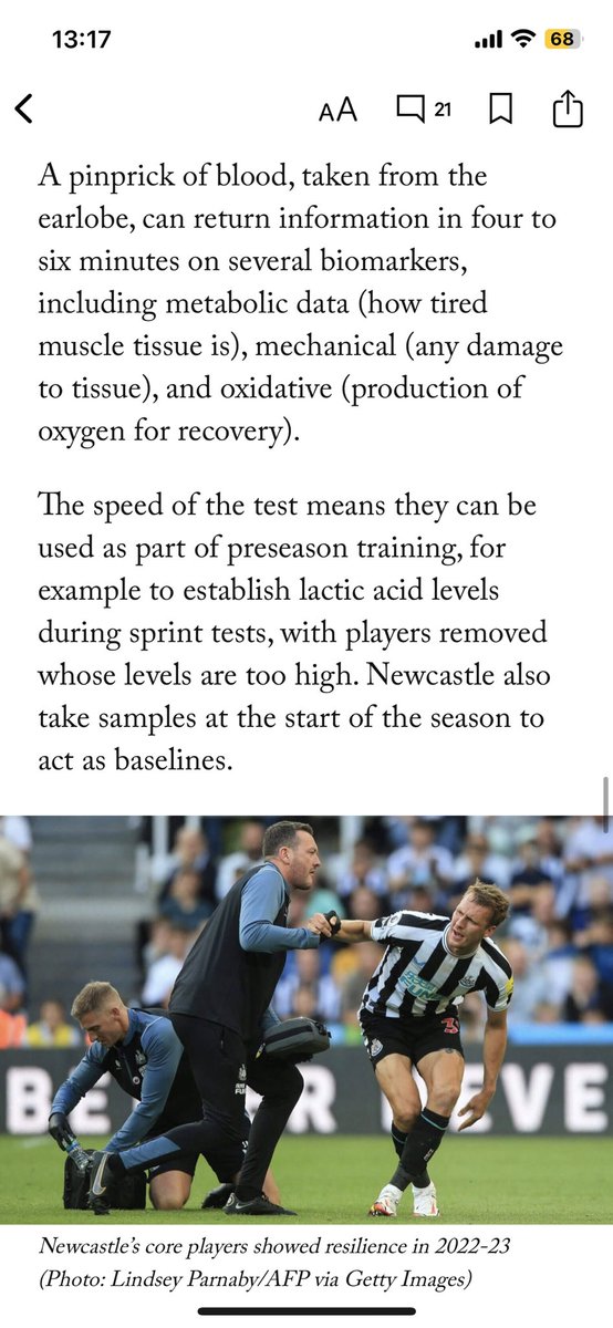 ORRECO1's tweet photo. “Last season nine of @NUFC outfield players appeared in over 2,500 league minutes…At no other Premier League side did as many players reach that total”….

Massive credit to Newcastle United Football Club players and to the Medicine, Science & Coaching staffs for the achievements documented in @TheAthletic @TheAthleticFC article. We’re very proud of the work the @ORRECO1 team do with all of them and to have developed our Recovery Lab alongside Dr @CattersonPaul 

Read the full article ➡️ https://t.co/gbMeQfPVQY

#recovery #recoverylab #DataScience #biomarkers #premiereleague #epl #football
