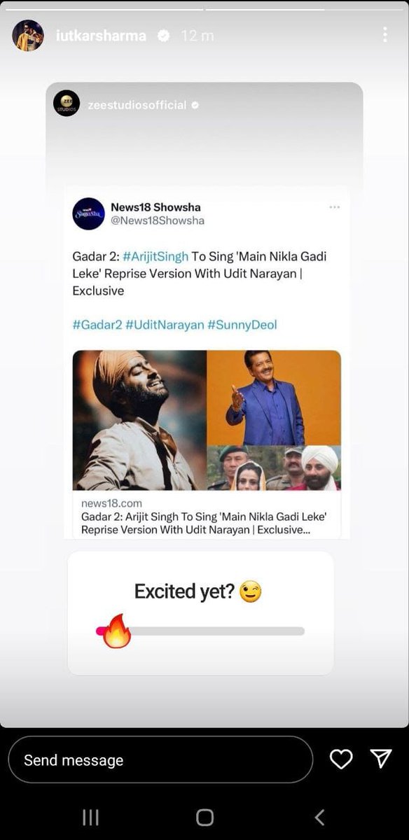 AdictedToArijit's tweet photo. @Musiictown @arijitsingh @Mithoon11 @SayeedQuadri2 Utkarsh has posted that as well as @ZeeMusicCompany 
May be Arijit Singh has 3 songs in #Gader https://t.co/VAdoW3C4Xh