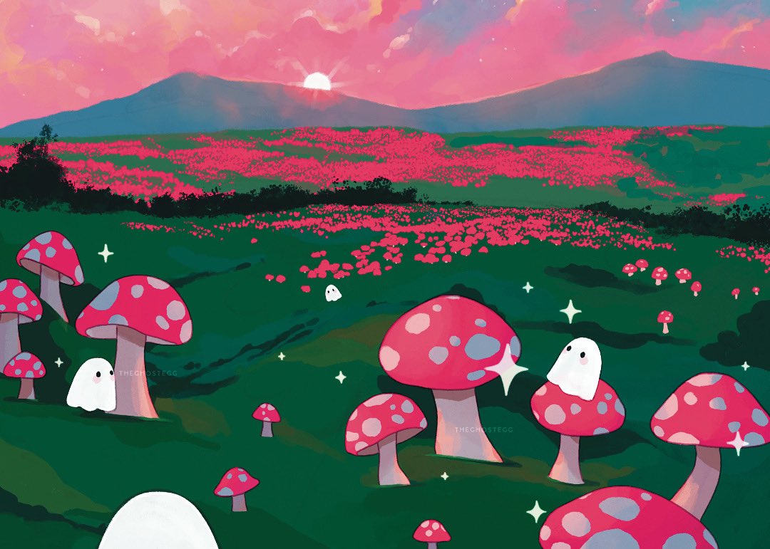 theghostegg's tweet photo. I just want to live happily under a pink sky 💕🍄 https://t.co/vV0YSbnbvN