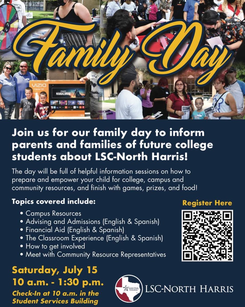 Family Day Saturday, July 15 <a href="/LSCNorthHarris/">LSC-North Harris</a> <a href="/lonestarcollege/">Lone Star College</a> Stop by our campus today. Learn about our workforce programs in Automotive, Construction, Diesel, HVAC, Electrical, Machining, &amp; Robotics. <a href="/Aldine2College/">AISD College Readiness</a> <a href="/AldineISD/">Aldine ISD</a> <a href="/SpringISD/">Spring ISD</a> <a href="/SpringISD_CTE/">SpringISD_CTE</a> <a href="/AldineCTE/">Aldine CTE</a>
