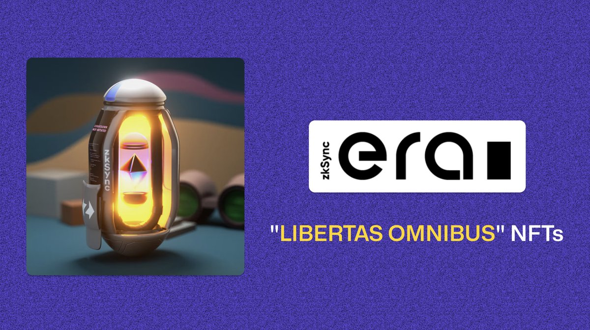 its_airdrop's tweet image. zkSync just airdropped their "LIBERTAS OMNIBUS" NFTs to 10000 random wallets🎉

These wallets were selected from a group of 179,365 active community members (Mostly NFT holders, minters, etc.)

⚡️How to check
- Open: bit.ly/3OeqkWn
- Connect.
- Go to "My NFTs".