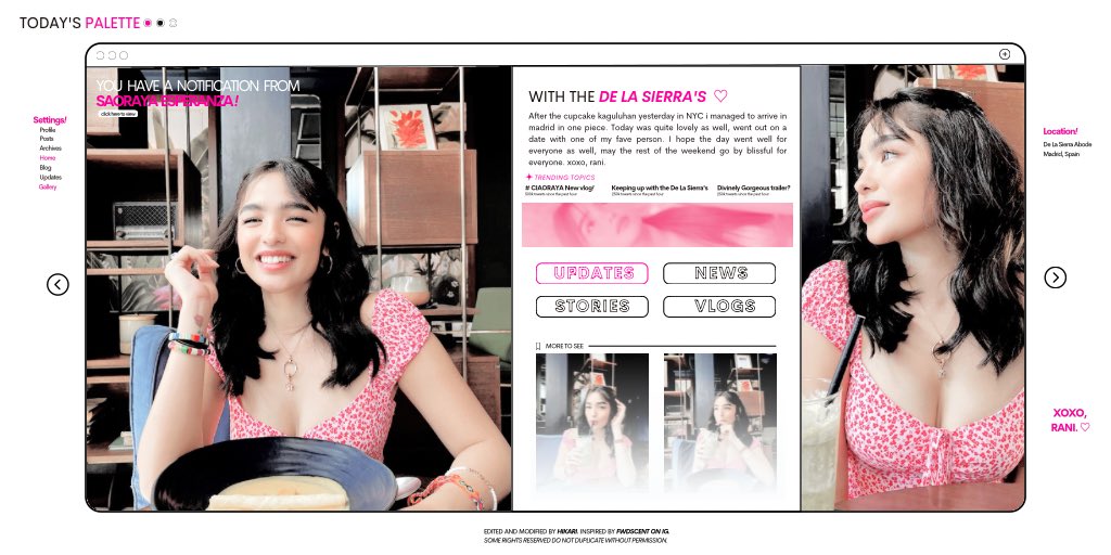 ⠀⠀⠀ ͏͏͏͏͏͏ 
⠀⠀⠀ ͏͏͏͏͏͏ ͏͏͏͏͏͏⠀⠀
📸 ——— 𖥻 SAORAYASNAPS .ᐟ        
LOCATION 𓄳 MADRID, SPN. 
❛ XOXO, RANI.  💋
⠀⠀⠀ ͏͏͏͏͏͏ ͏͏͏͏͏͏⠀
⠀⠀⠀