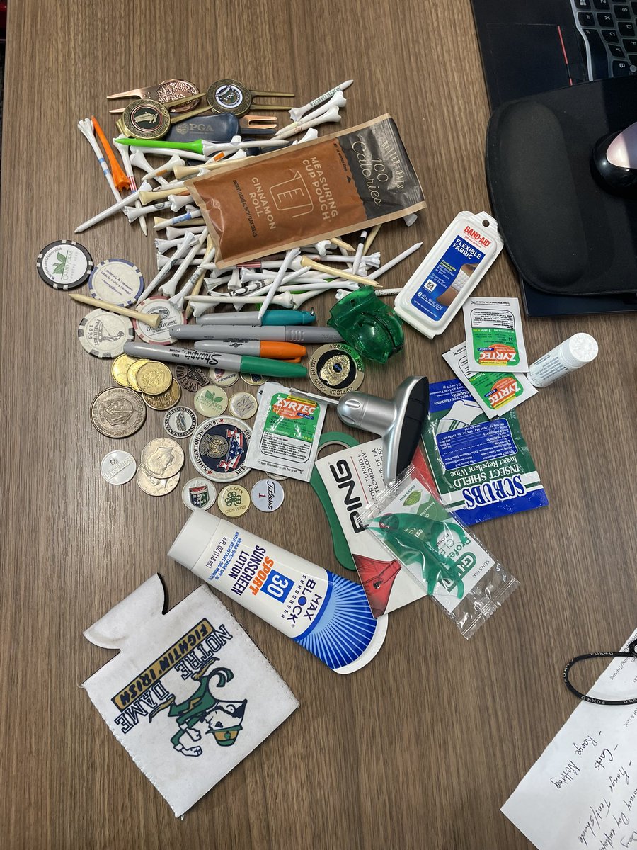 Quiet morning at the course calls for a quick clean-out of the golf bag! When is the last time you cleaned out your golf bag and found something of interest?