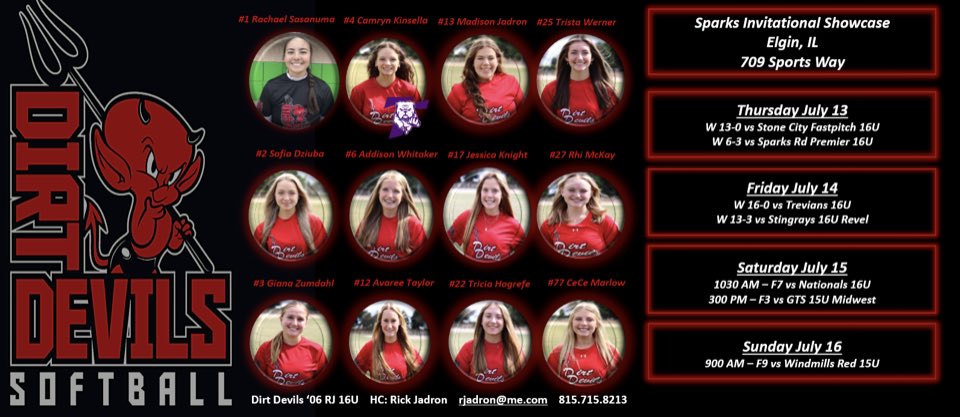 Todays Sparks Invitational 🥎 schedule - 1030a (F7) &amp; 3p (F3) #GreatDay2BDevils 😈