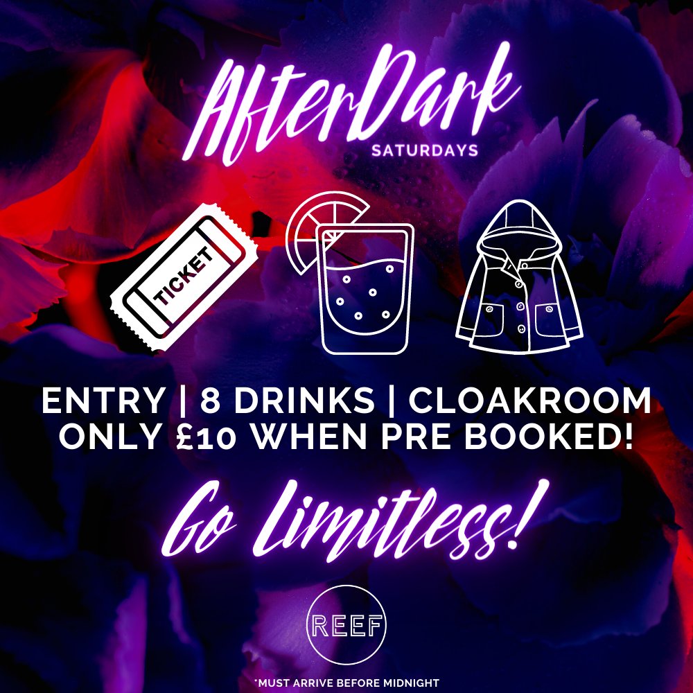 ReefBarWigan's tweet photo. ✅ GO LIMITLESS - THE BEST DEAL IN TOWN!
🍺 Entry - 8 Drinks &amp; Cloakroom - ONLY £10
🤪 Available Every Saturday Night - Entry Before Midnight
👉 Must Be Pre-Booked: https://t.co/zQQuKNj78g https://t.co/8sSwghGDw8