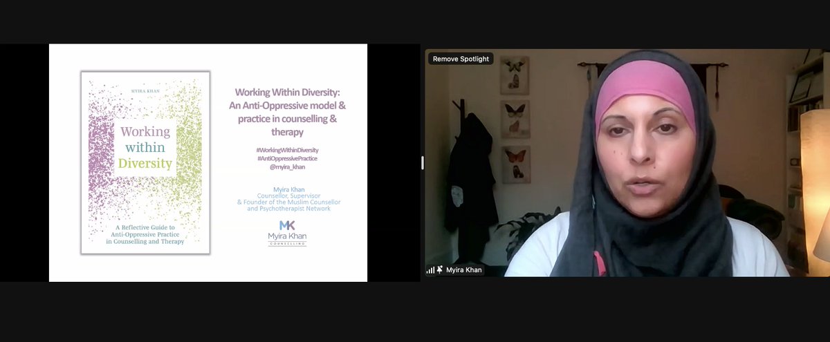 Onlinevents_saz's tweet photo. @Myira_Khan talking about Working Within Diversity: A New Model for Practitioners
#Therapyincolour Conference https://t.co/l5CcoWMxUo