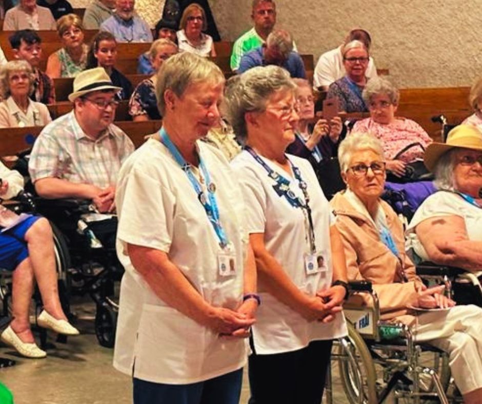 archedinburgh's tweet photo. Thanks to all pilgrims who joined us in Lourdes this year.

▪ Maureen Moscrop and Marian Randall were presented with the Archdiocesan Hospitalité Medal for service to the pilgrimage.

▪ Archbishop Cushley congratulated Gary Rutherford for his 30 years as an altar server. https://t.co/jYEMG3XlGM