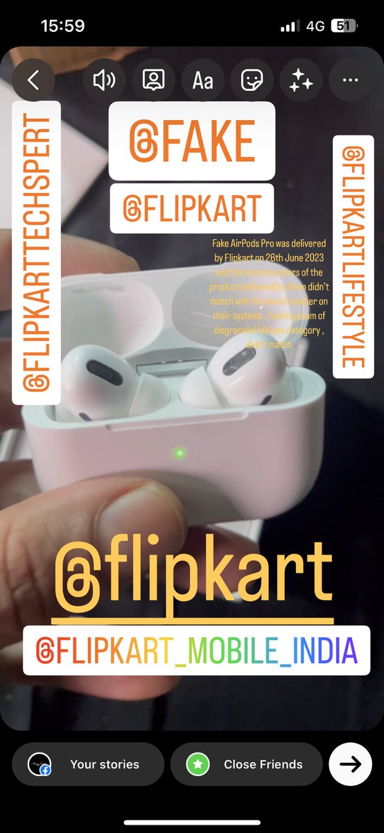 amynhooda's tweet image. @flipkartsupport @Flipkart sent me an AirPods Pro which has a serial number which Doesnt match to the ones they have on their system , even @Apple @AppleSupport job sheet has been submitted on the same day of the delivery , #customerscam