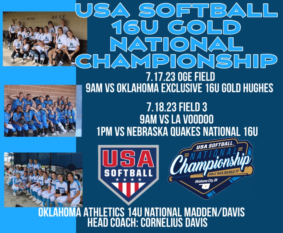 #TheRoadtoOklahomaCity is a short one. Staying close to home this week to compete in the #USASoftball #GOLDNationals July17-23. Excited to see this squad back on the field!