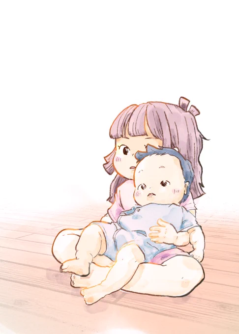 寝起きでテレビを見るふたり