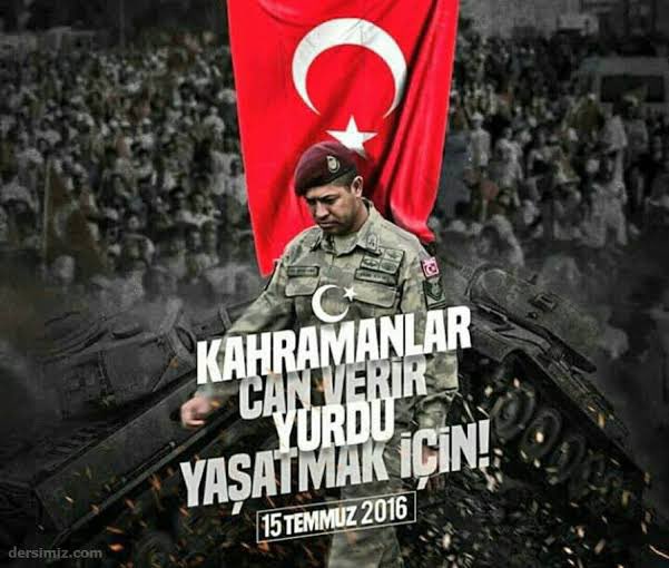 15 Temmuz 2016’da hain terör örgütü tarafından devletimize ve milletimize karşı yapılmak istenen darbe girişimi yine devletimiz ve milletimizin kararlı duruşu sayesinde bertaraf edilmiştir. Şehitlerimize Allah’tan rahmet dileriz.
“Kahramanlar can verir yurdu yaşatmak için!”
