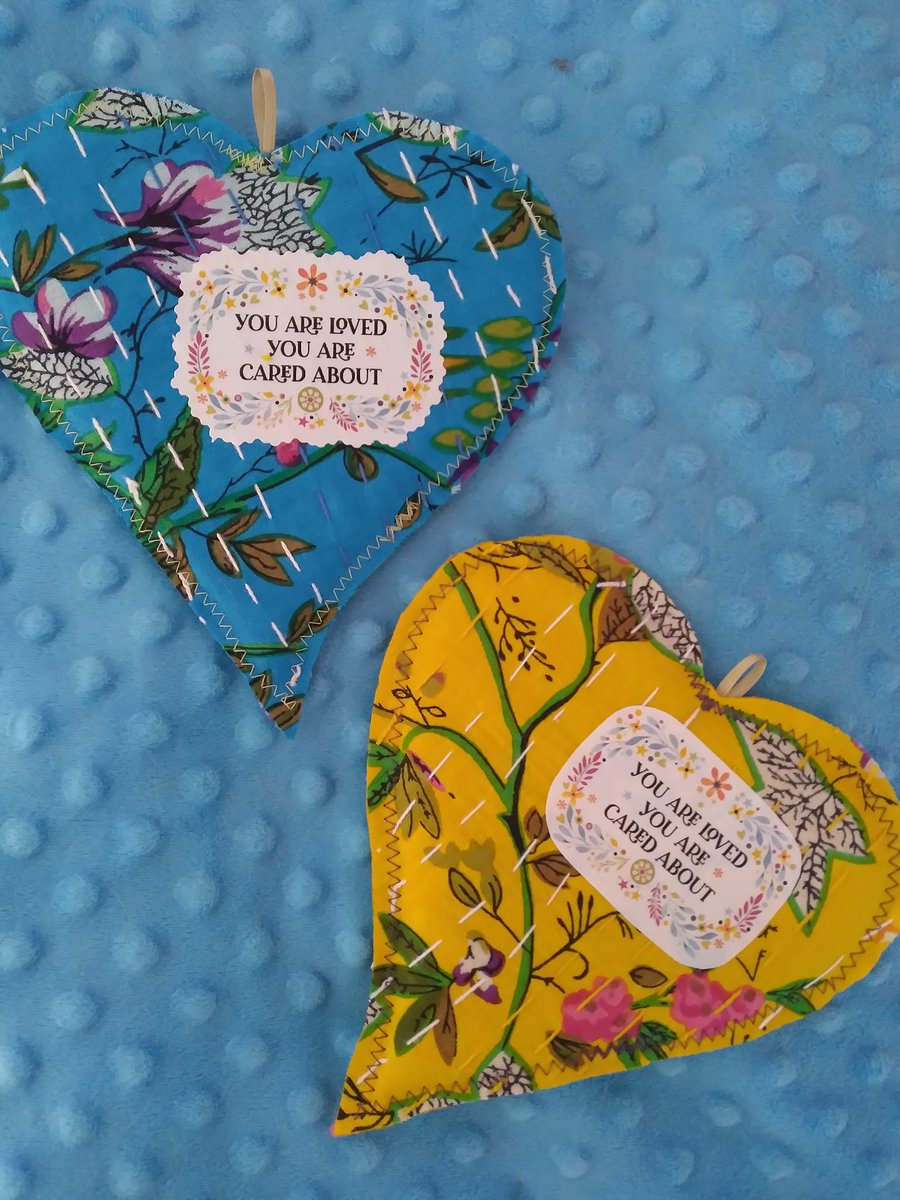 Valentine's Day is almost here! Send a unique handcrafted Give-a-Heart to someone special to let them know they are loved & cared about. Hand made from beautiful Kantha quilted fabric, about the size of a hand, they are perfect for celebrating Love Day! RT
https://t.co/U3uVEEO63y https://t.co/jKZR8qqcKP