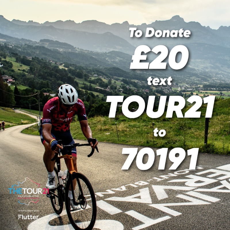TheTour21's tweet image. All eyes turn to Paris tomorrow as the team look to top the £1million mark before they cross the finish line! 

You can help support the team pass their target by tomorrow afternoon by donating today! 

𝗧𝗼 𝗱𝗼𝗻𝗮𝘁𝗲 £𝟮𝟬, 𝘁𝗲𝘅𝘁 𝗧𝗢𝗨𝗥𝟮𝟭 𝘁𝗼 𝟳𝟬𝟭𝟵𝟭

#LeTour