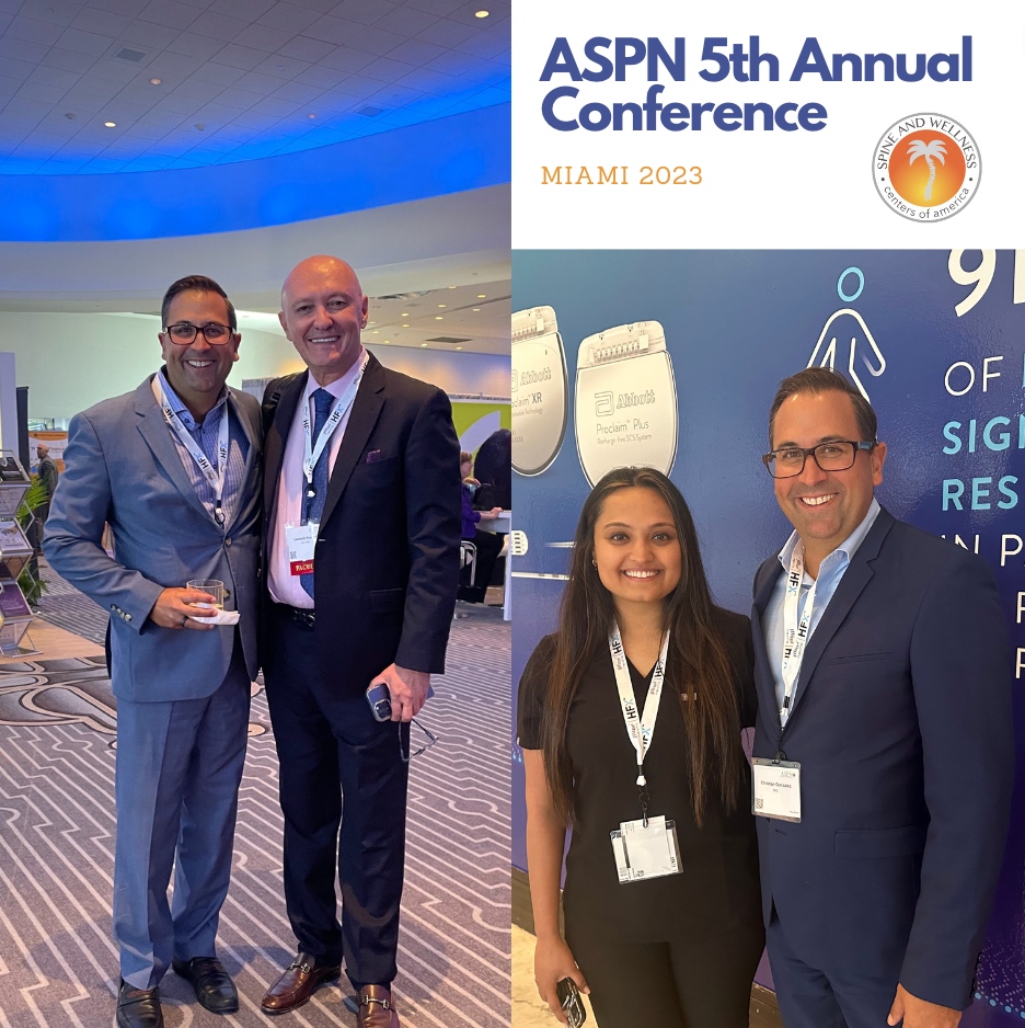 This weekend, the SWCA team is excited to attend the Fifth Annual ASPN Conference #ASPN2023 at the Fontainebleau in Miami Beach, Florida. In this photo, you can see Dr. Gonzalez alongside Dr. Leo Kapurai from Carolina Pain Institute and Dr. Baldev.

#painmanagement
