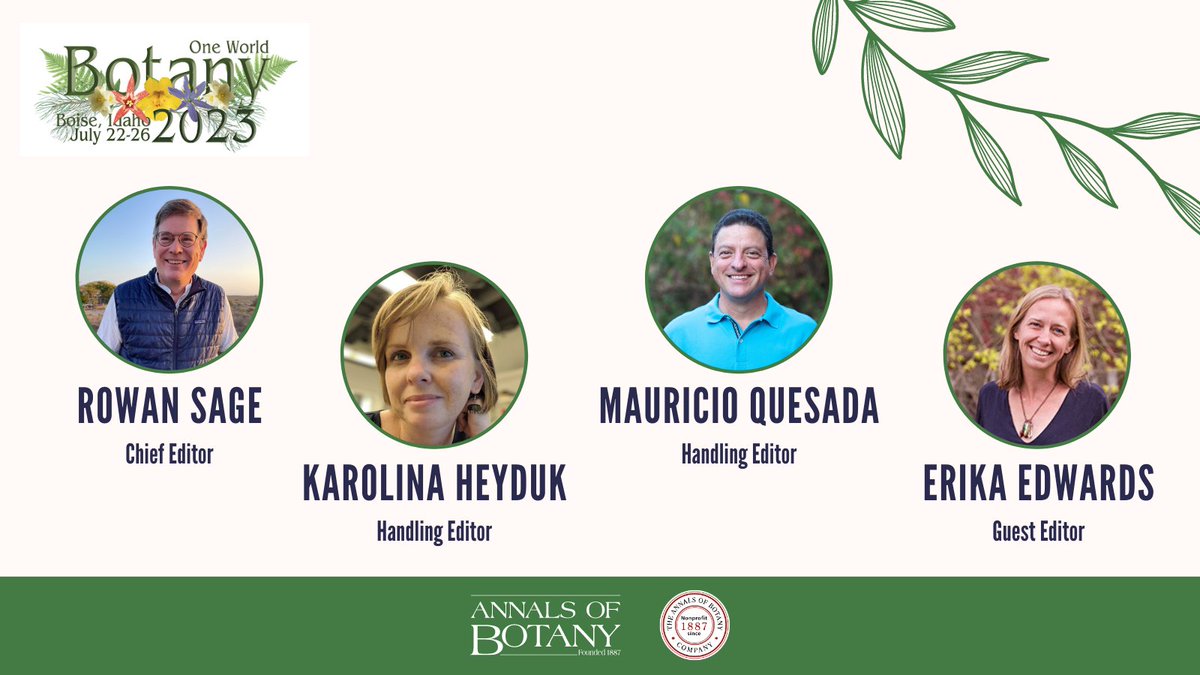 🎉We are pleased to announce that <a href="/annbot/">Annals of Botany</a> Chief Editor Rowan Sage, Handling Editors Karolina Heyduk and Mauricio Quesada, and Guest Editor Erica Edwards, will be attending #Botany2023.

✅A good opportunity to talk with them and get all your doubts about publishing out of the way