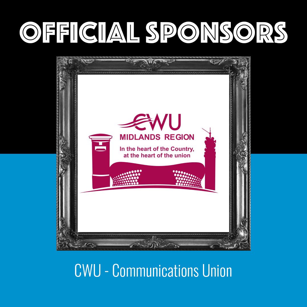 1/3 sponsors today.

<a href="/CWUmidcounties/">CWUmidlandcounties</a> The Communication Workers Union is the biggest union for the communications industry. They represent members in postal, telecom, mobile, administrative and financial companies including Royal Mail Group, UK Mail and BT, Telefonica O2 &amp; More