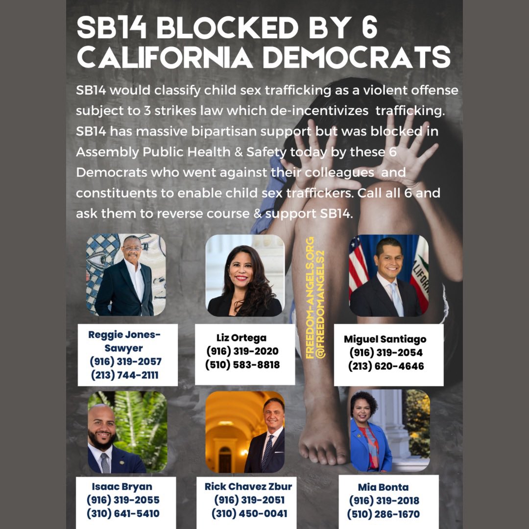 InformedMama209's tweet photo. @KTLA His wife @AsmMiaBonta is part of the 6 who voted against making child sex trafficking a serious felony. https://t.co/vwxI3Gu9yr