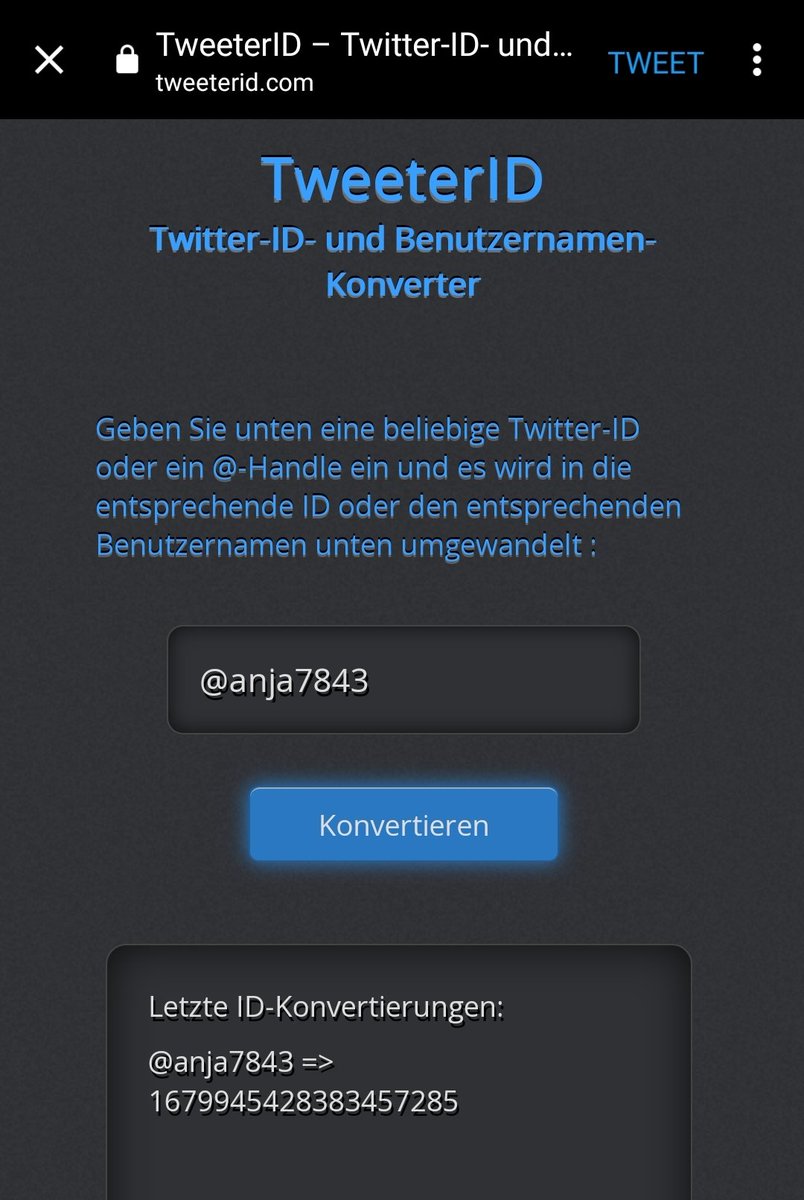 <a href="/anja7943/">✰LautGegenRechts!✰</a> <a href="/AnyGman/">彡★ ɢᴍᴀɴ ★彡</a> <a href="/anwaltlemgsem/">Ingo Lemgsem</a> Dann machen wir das jetzt mit TwitterID:
1679945428383457285
Also <a href="/anja7843/">BabbasRhabbaBart</a> als Fälschung &amp; Identitätsklau von <a href="/anja7943/">✰LautGegenRechts!✰</a> melden. 

Macht mal bookmark auf tweeterid.com
Da kannst du das im 👀 behalten. 
🤜🤛♥️