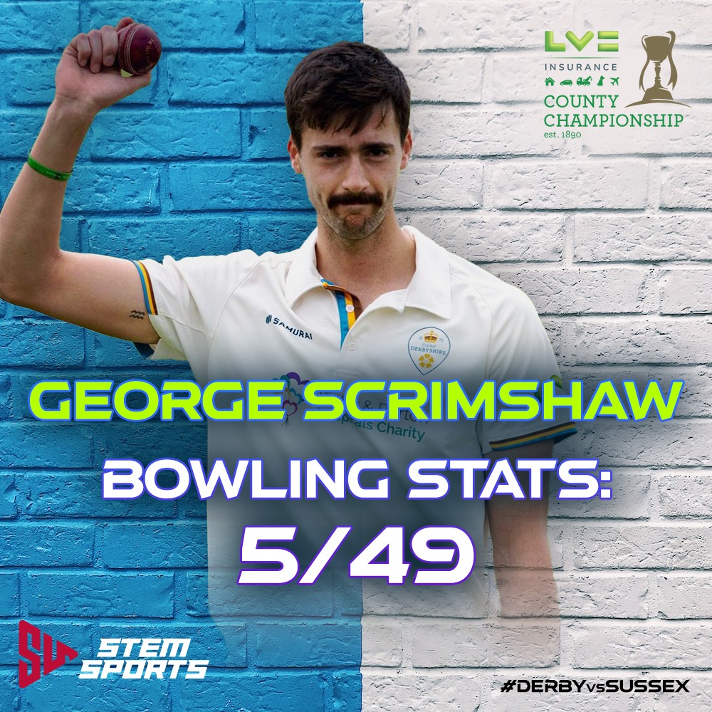 Many congrats to George Scrimshaw on bagging his first 5fer in the County Championship!
 
Many more to come 💪🏻

#Cricket #Cricketfans #GS #GeorgeScrimshaw #Bowling #Countychampionship #DERBYvSUSSEX #explore #Stemsports