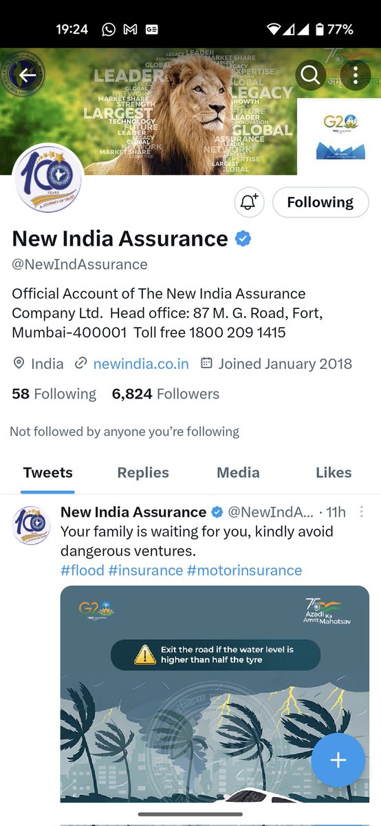 malbello's tweet photo. @NewIndAssurance Unable to DM ... The option is not showing on the account https://t.co/cUftycbJED