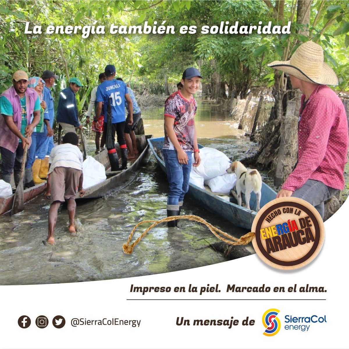 VecinosArauca's tweet photo. Hoy más de uno está agobiado
porque el cielo está llorando,
y a nuestra gente el agua
mucho está perjudicando.
Hoy que la suerte es adversa
y que se está necesitando,
la ayuda del araucano aparece
y solidaridad va mostrando.
Impreso en la piel. Marcado en el alma
#HechoconlaenergíadeArauca