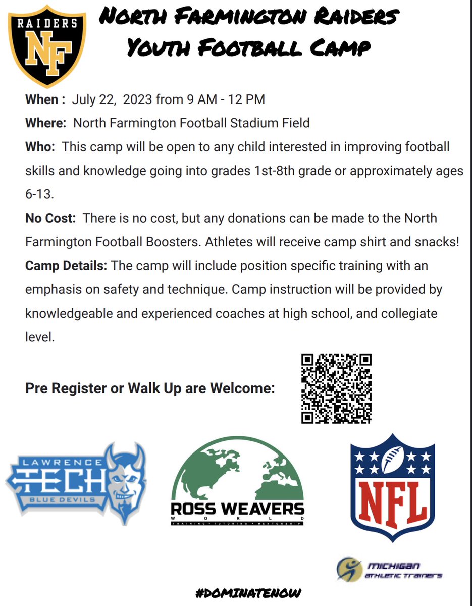 Join us ⁦<a href="/NFRaidersFBall/">North Farmington Football</a>⁩