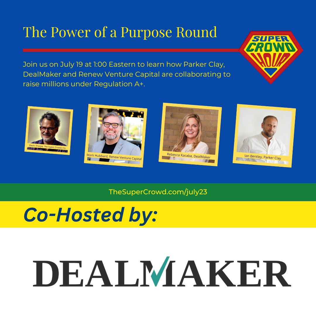 Register for #SuperCrowdHour and get 50% off with this link: events.humanitix.com/supercrowdhour…

@dealmakertech

#ImpactCrowdfunding #DiverseFounders #SocialEntrepreneurs #CommunityCapital #ImpactInvestors #RIC #InvestmentCrowdfunding