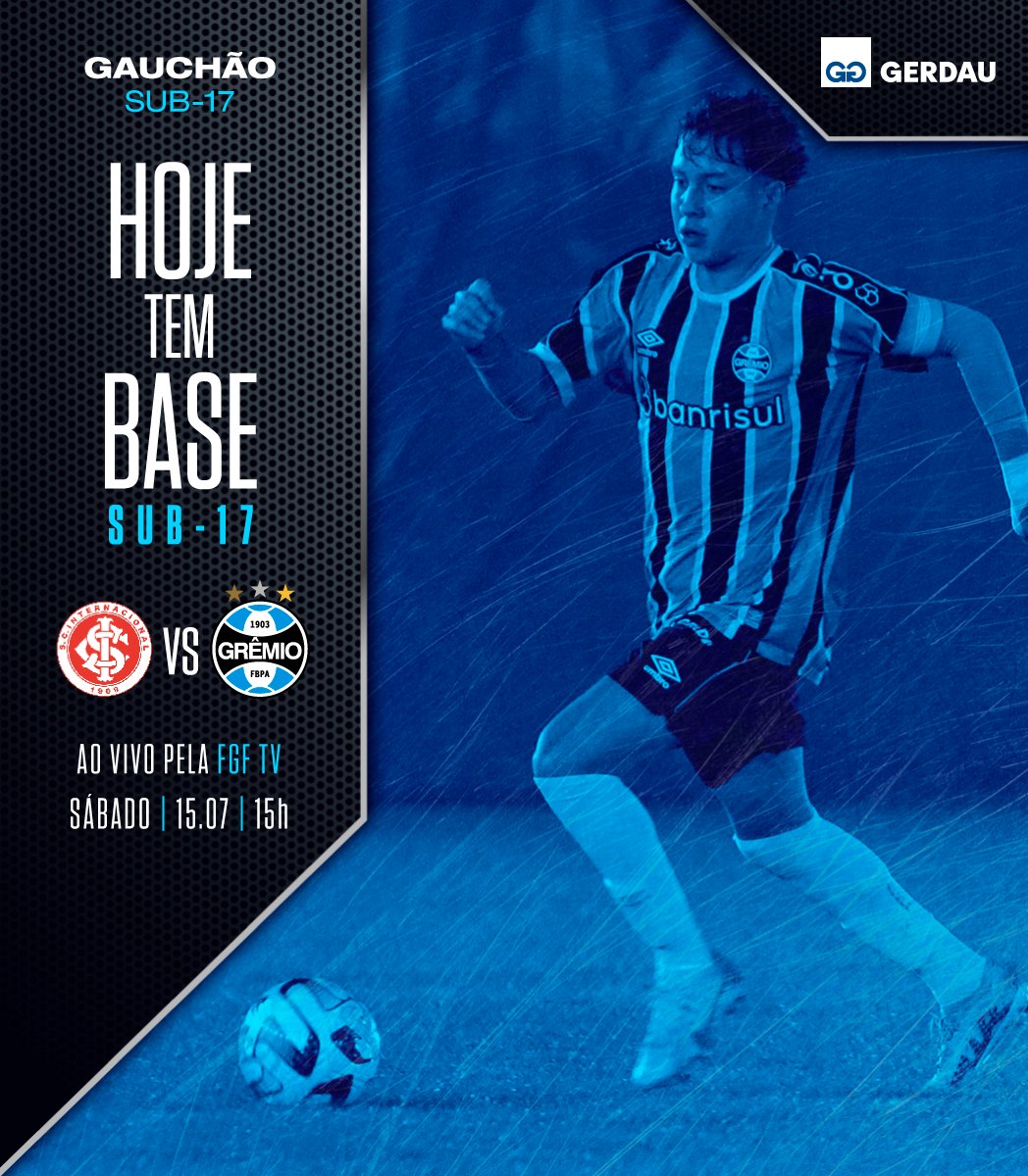 HOJE É #DiaDeBase! 🇪🇪 Dia de FINAL com o maior clássico do mundo. O primeiro jogo é fora de casa, mas tu pode apoiar a #BaseGremista na arquibancada! Basta doar 1kg de alimento não perecível na entrada.

🆚 Internacional
🏟️ Morada dos quero-queros
⌚️ 15h
🏆 #GauchãoSub17
📺 FGFTV