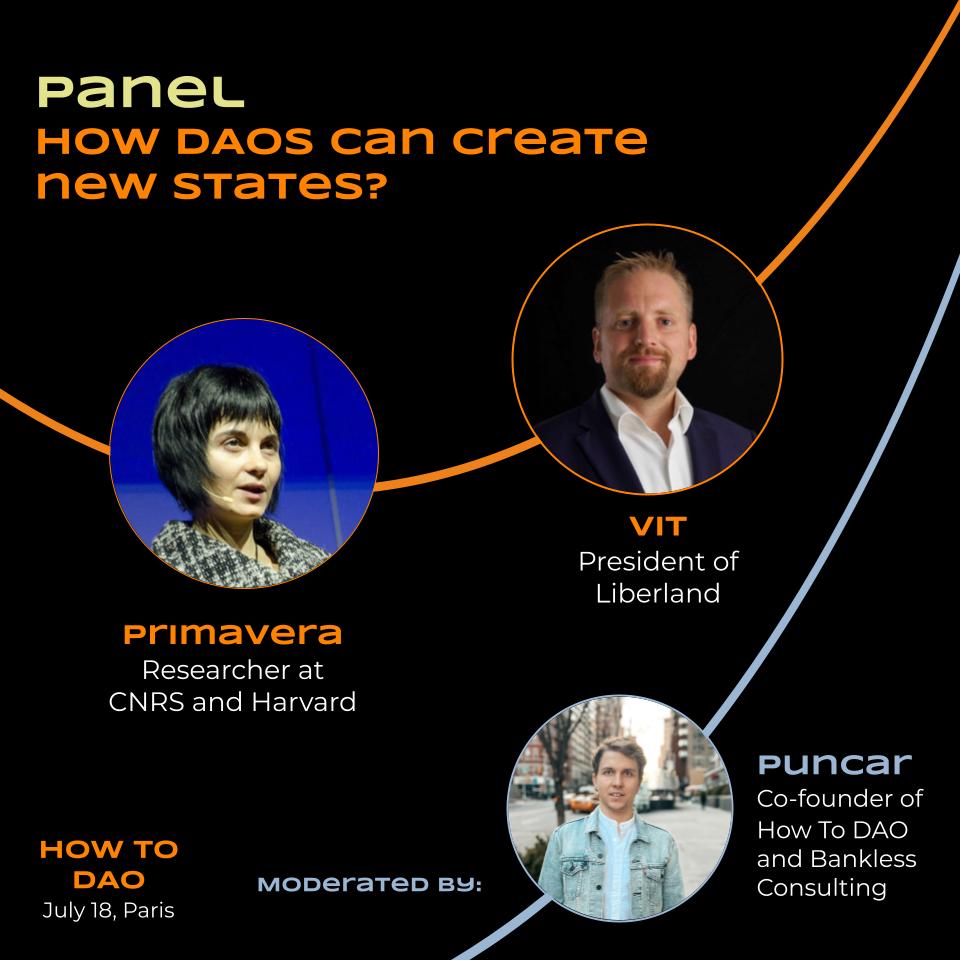 Liberland_org's tweet photo. Tomorrow, Liberland's President, Vit Jedlicka, steps into the spotlight at the noteworthy "How To DAO" @divinityglobal conference at Le Duplex. At 2:45 PM on July 18th, 2023, he'll dive into a stimulating discourse on "How DAOs can create new states?".
#Liberland #ETHCC #HowToDAO https://t.co/7erd68aCrn