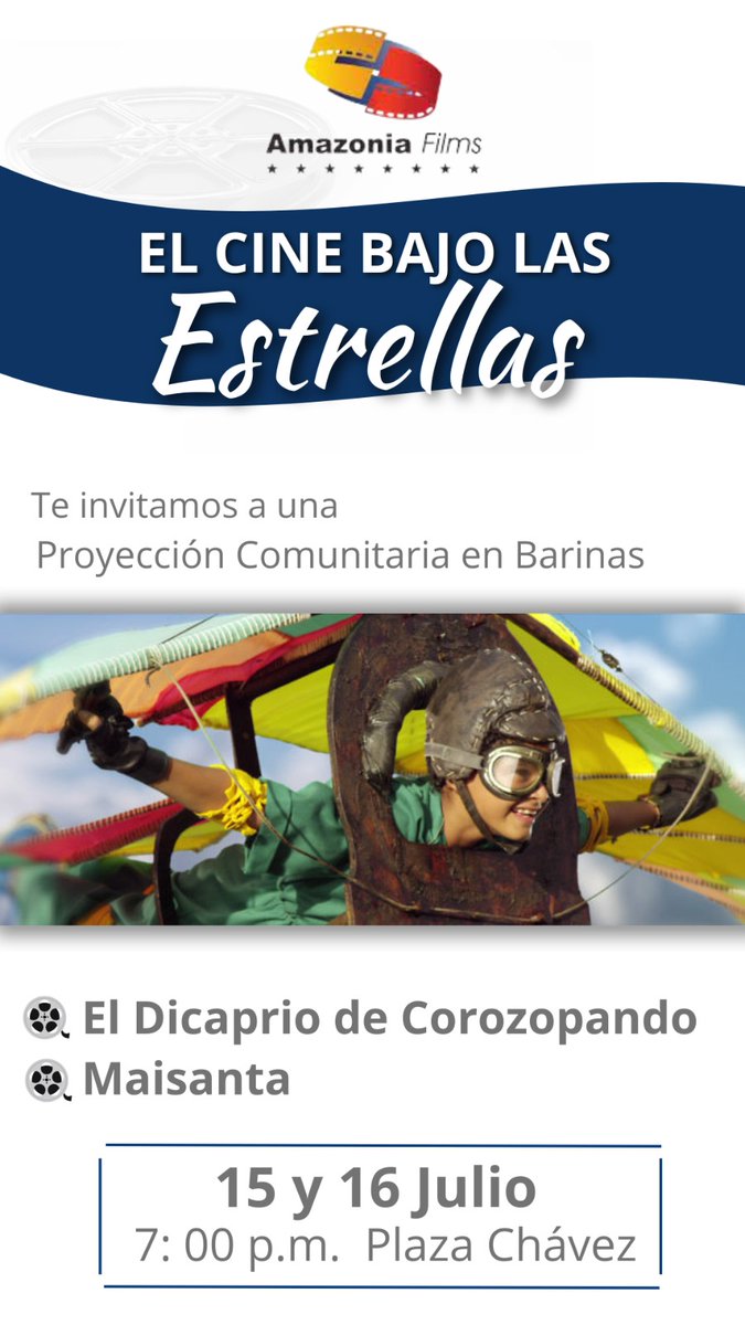 Nos complace invitarlos a disfrutar la proyección de "El Dicaprio de Corozopando" y "Maisanta". 
Este 15 y 16 de Julio en la Plaza Hugo Chávez de Barinas a las 7:00 p.m., en alianza con la Alcaldía de Sabaneta.

<a href="/AlcSabaneta/">Alcaldía de Sabaneta.</a> 
<a href="/Alexanderpsuvs1/">Alexanderpsuvsabaneta</a>