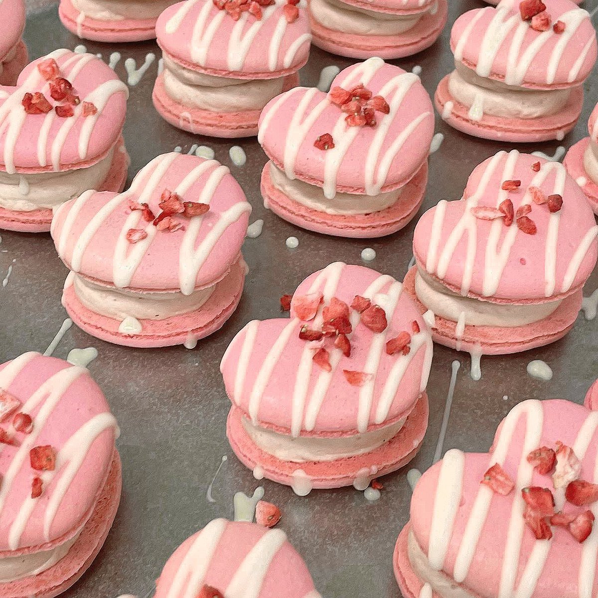 heart-shaped macarons