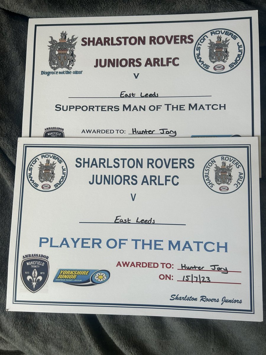 Hunter with the man of the match and supporters certificates today. played absolutely sensational best i've seen him play in a long while