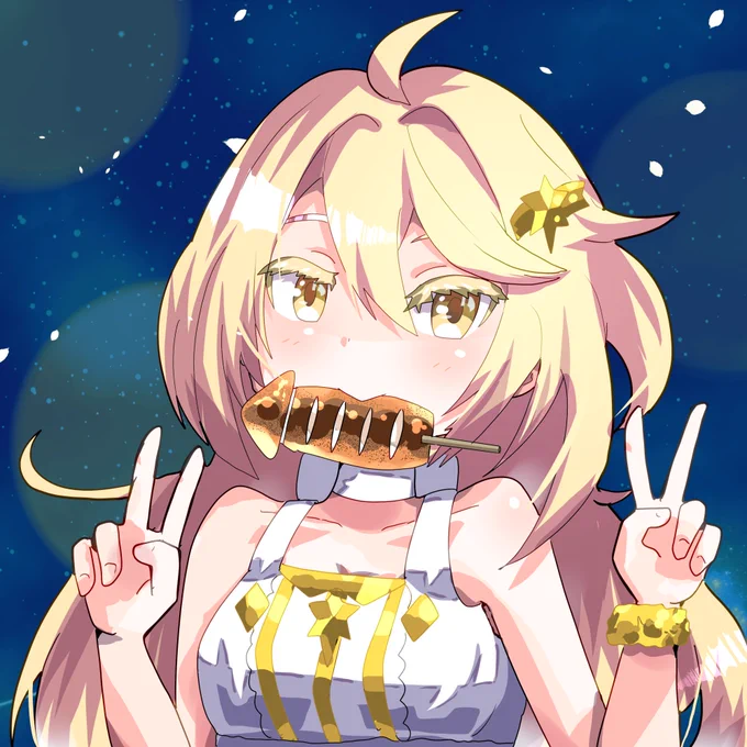 ミカがイカ焼き食いつつダブルピースしてる枝があってもいいだろ #グラブル