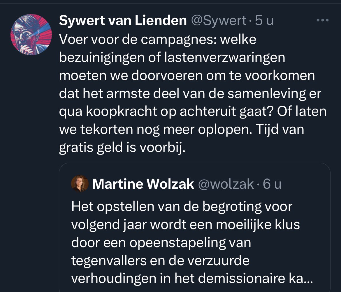 “De tijd van gratis geld is voorbij.”

- Sywert van Lienden