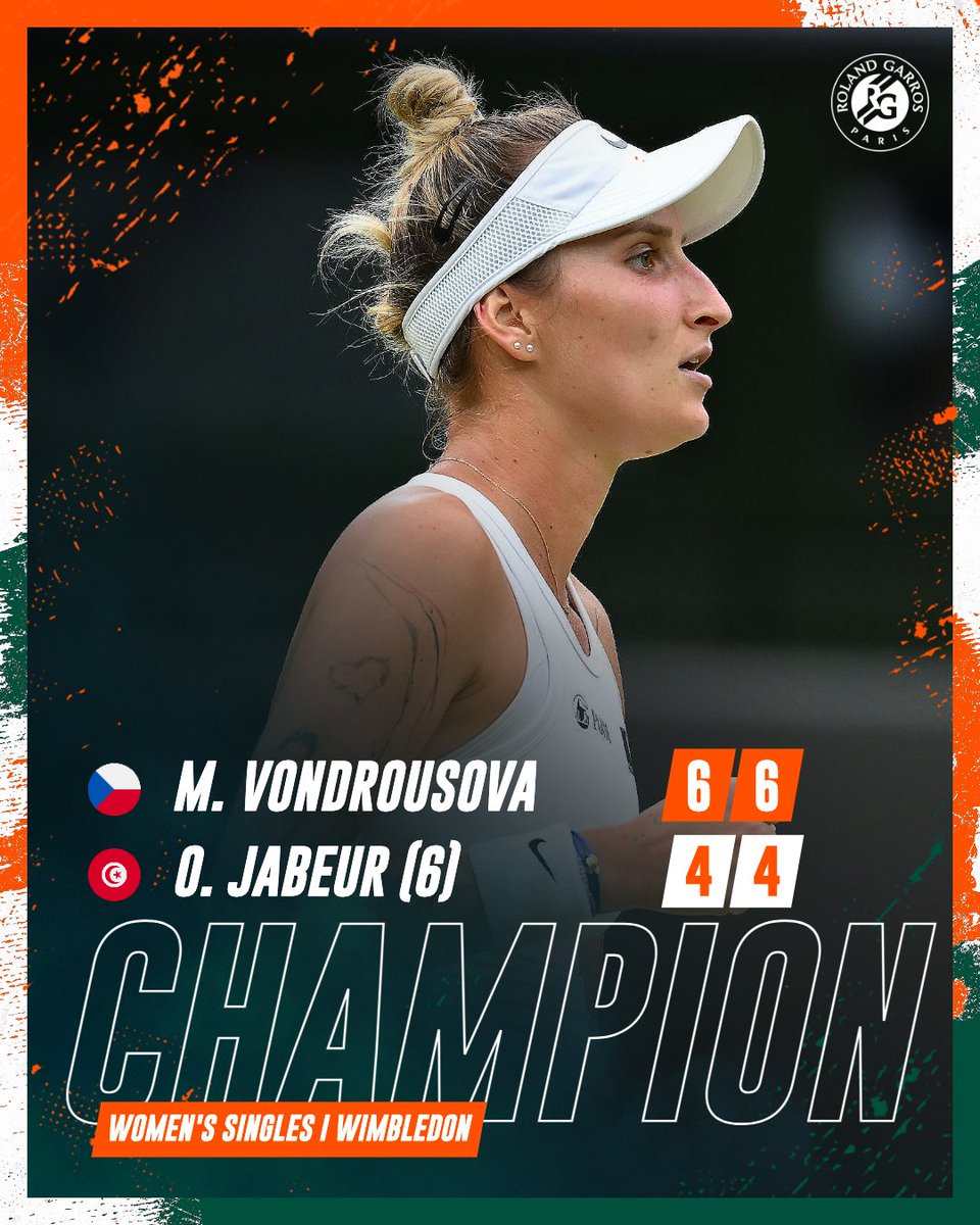 rolandgarros's tweet photo. VONDROUSOVA IS THE 2023 WIMBLEDON CHAMPION 🇨🇿 

#Wimbledon https://t.co/11LIUeENKO
