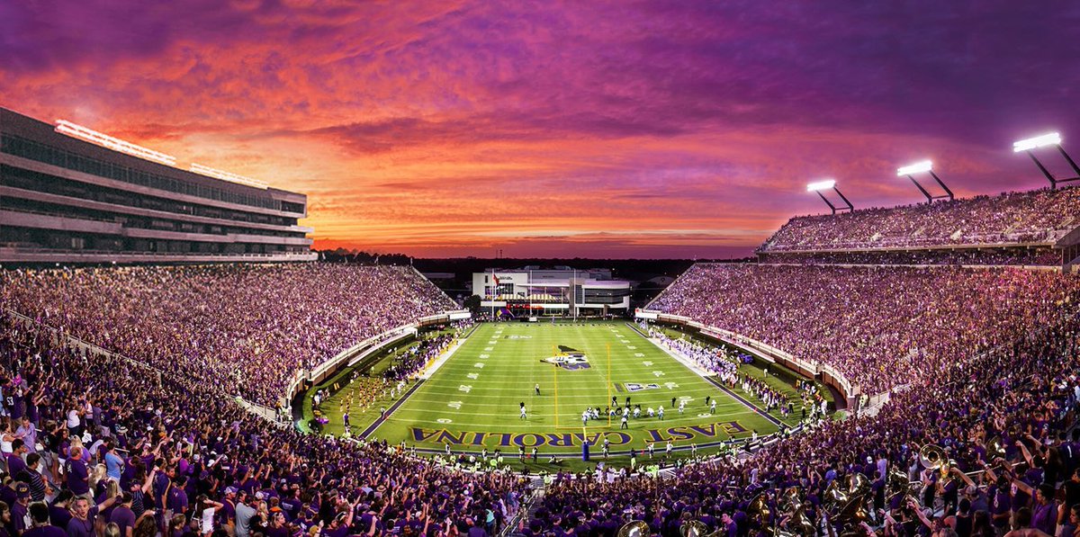 cfbcampustour's tweet photo. 🏟️Best G5 Stadium Finalist🏟️

Dowdy-Ficklen Stadium - Greenville, NC

*Home of @ECUPiratesFB
*AKA ‘Rowdy Dowdy’
*Built: 1963
*51k seats
*Largest on-campus G5 stadium
*Record crowd: 51,711 vs NC St (2022)
*Added TowneBank Tower (2019). New suites, Pirate club level, press box, etc https://t.co/vNOucYAXX7