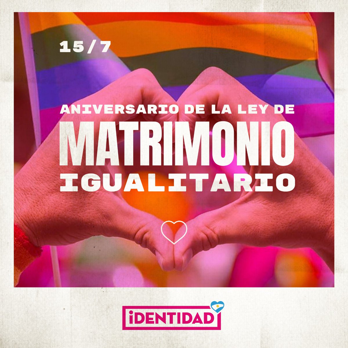 identidad_lanus's tweet photo. 🏳️‍🌈ANIVERSARIO DE LA SANCIÓN DE LA LEY DE MATRIMONIO IGUALITARIO EN ARGENTINA.

📌Desde el año 2010, cada 15 de julio se celebra la sanción de la Ley N° 26.618 en Argentina. Un hecho trascendental en nuestra sociedad y que marcó un avance en los derechos del colectivo LGBTIQ+. https://t.co/Q9kOMMsV66